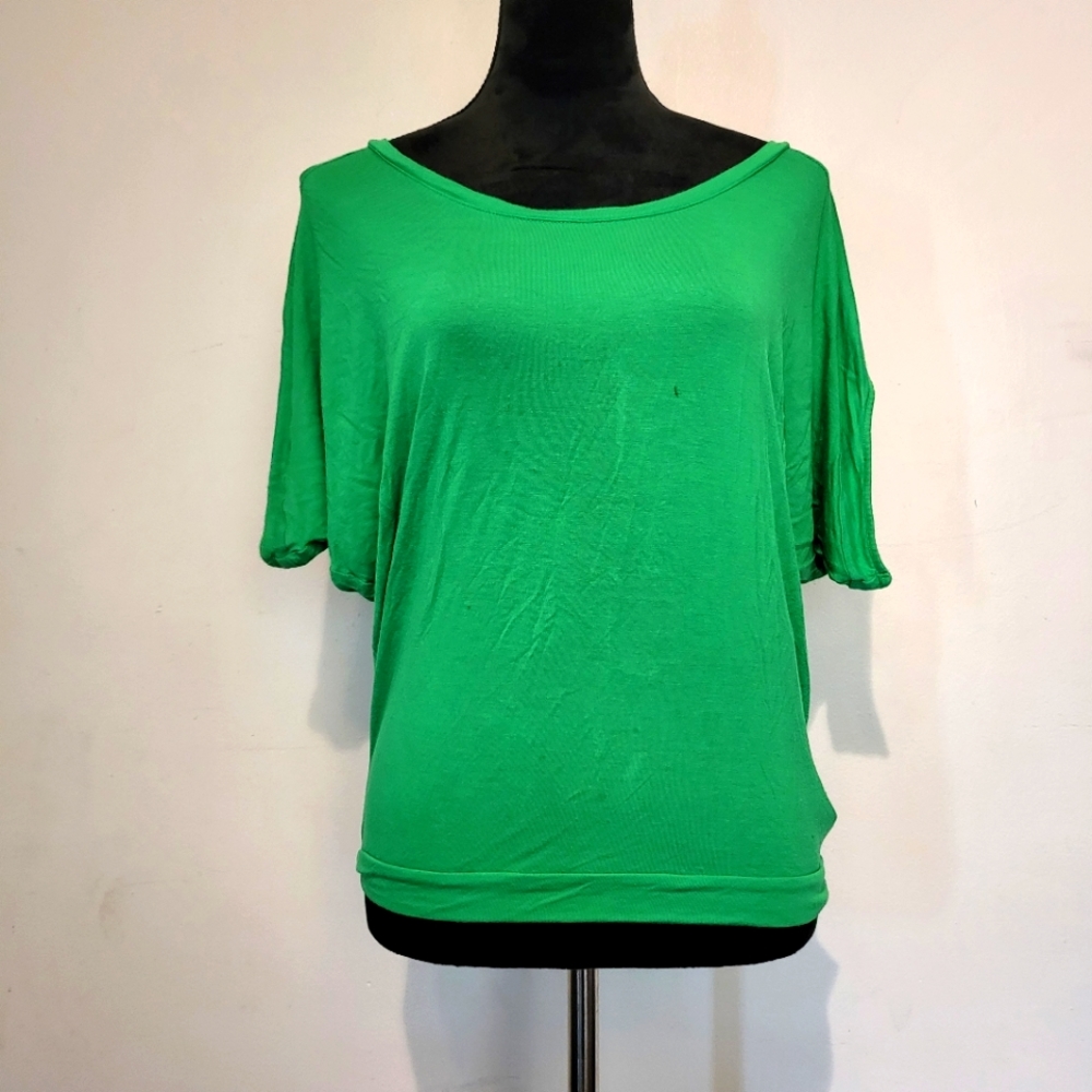 Express green off the shoulder shirt